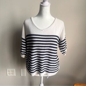 GAP White and Blue Striped Sweater Top